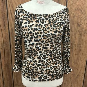 Women’s animal print off the shoulder long sleeve top Size